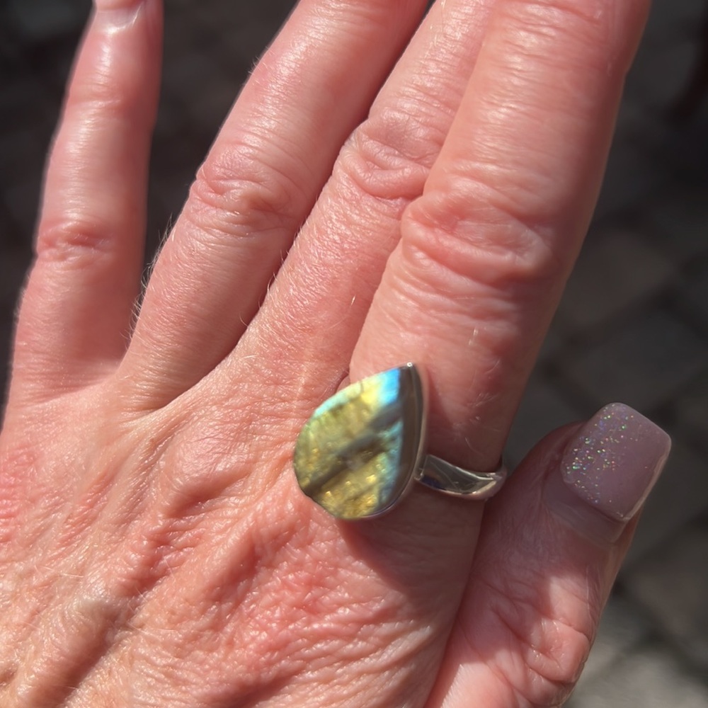 RAW ROUGH LABRADORITE 925 STERLING SILVER RING, SIZE 9.5 - Picture 8 of 8